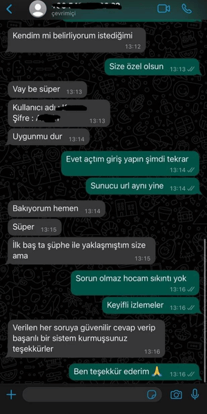 Müşteri 11 tarafından verilen olumlu geri bildirim